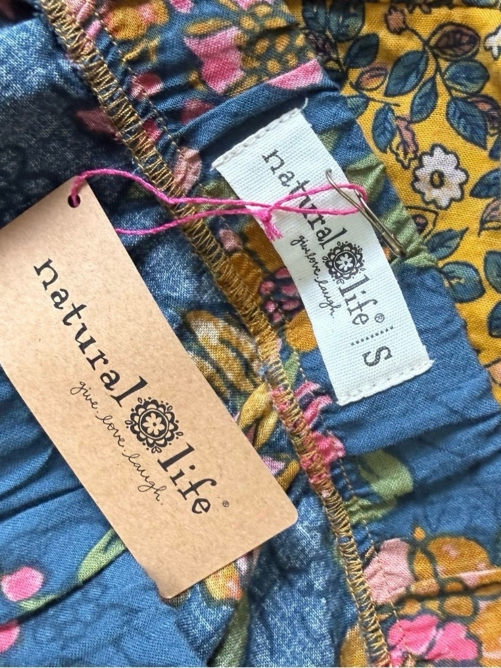 Natural Life Camille Maxi Skirt Small Cotton Blend Patchwork Floral Boho NWT - Picture 6 of 8